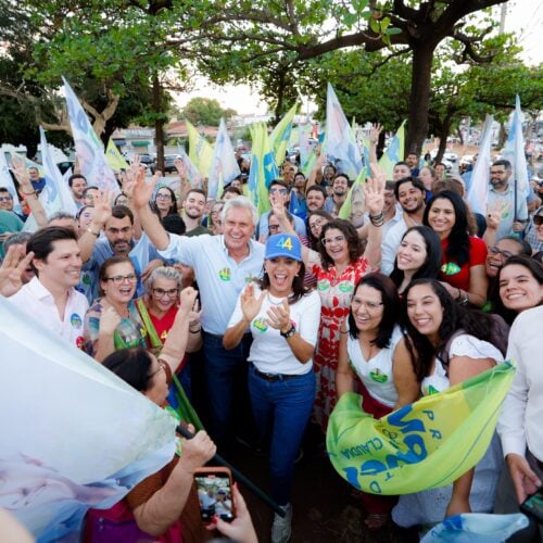 Caiado e Gracinha fazem bandeiraço em favor de Mabel. Foto: Divulgação/União Brasil