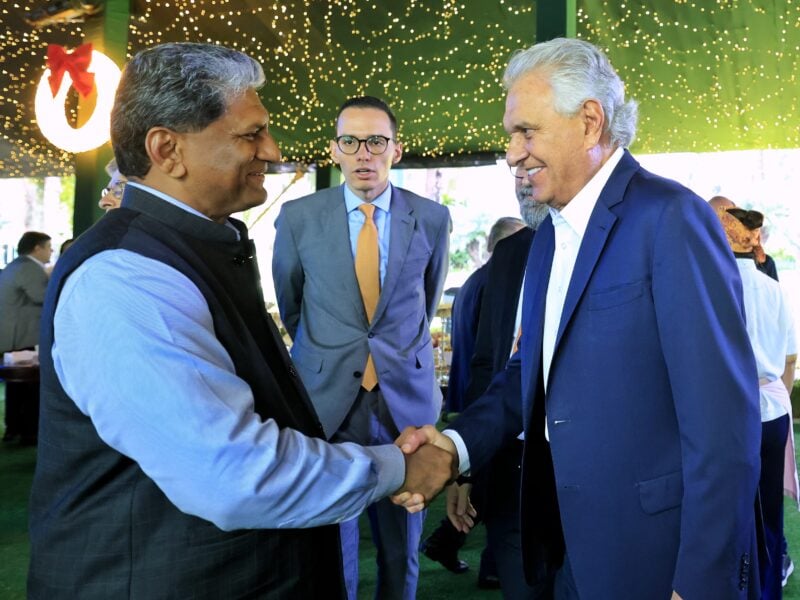 Ronaldo Caiado recebe embaixador indiano no Palacio das Esmeraldas. Foto: Andre Saddi